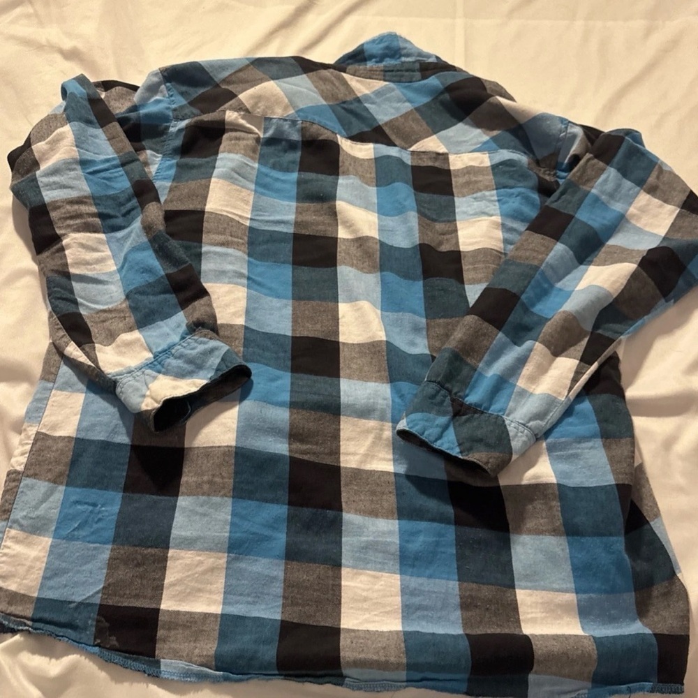 Burnside Men's 2xL Yarn-Dyed Long Sleeve Flannel Shirt Blue Plaid - Picture 3 of 3